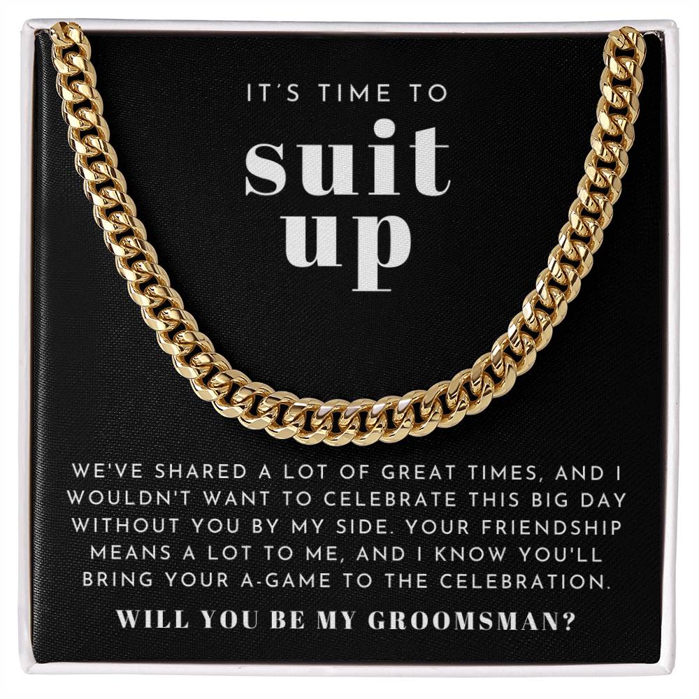 Bold Necklace Gift For Suit Up Groomsman Proposal