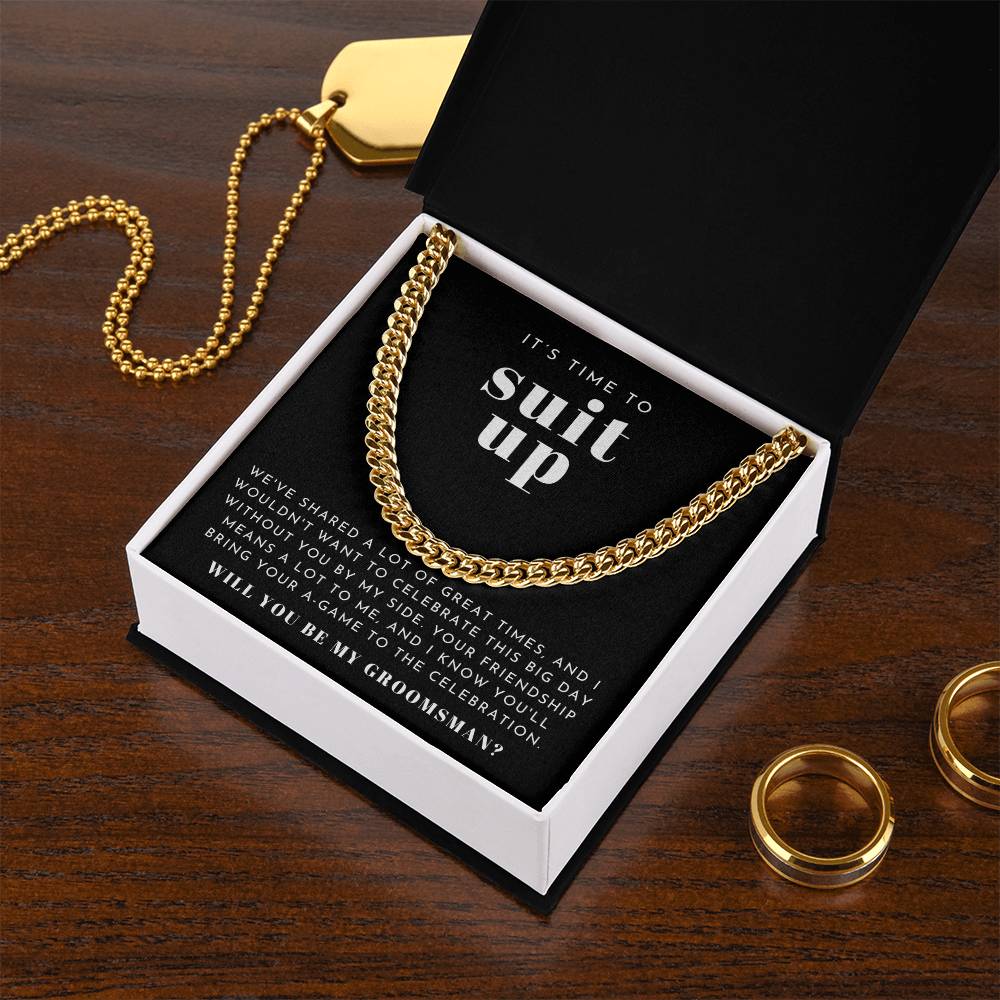 Bold Necklace Gift For Suit Up Groomsman Proposal