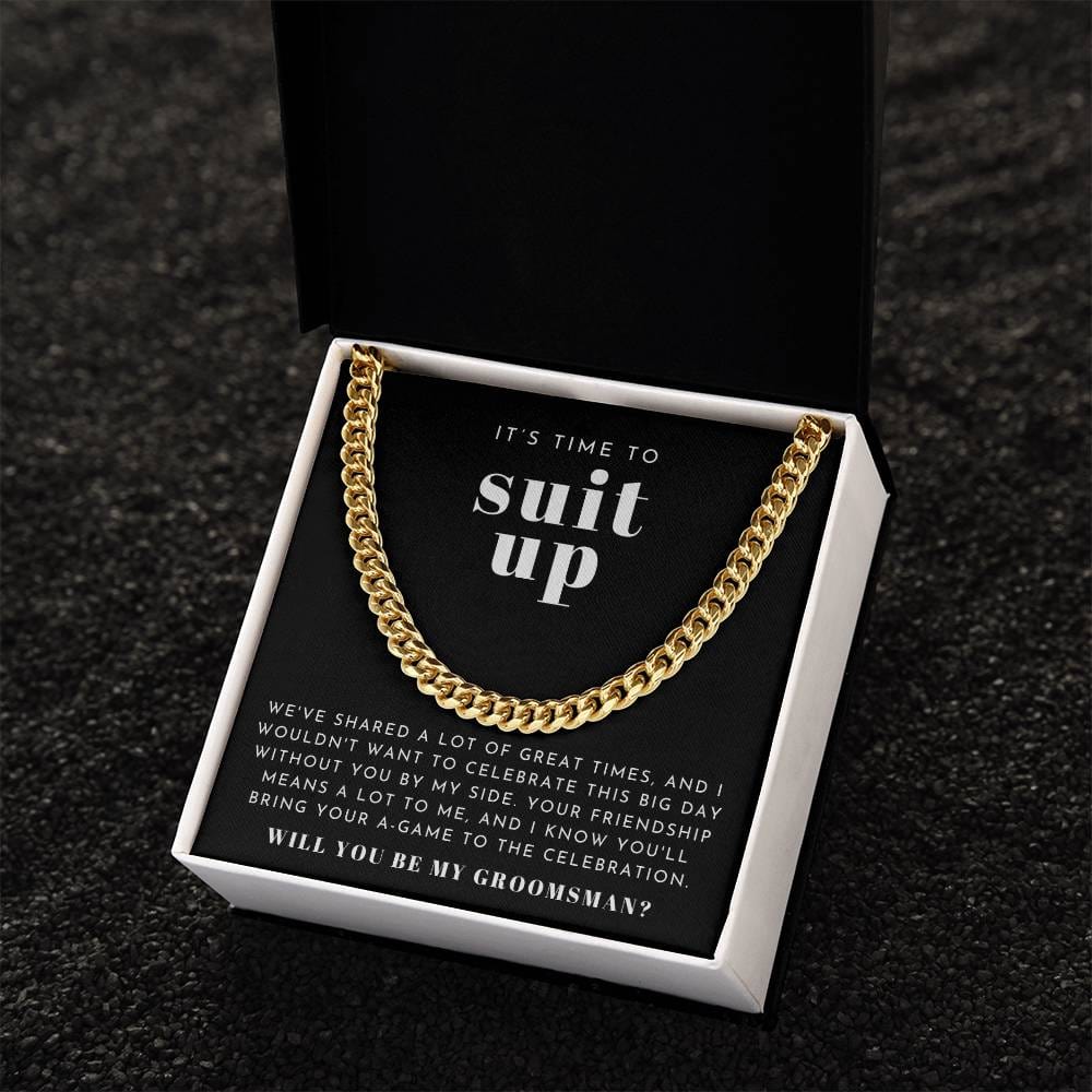 Bold Necklace Gift For Suit Up Groomsman Proposal