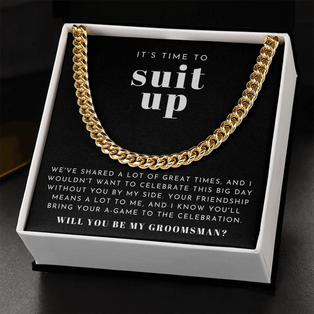 Bold Necklace Gift For Suit Up Groomsman Proposal