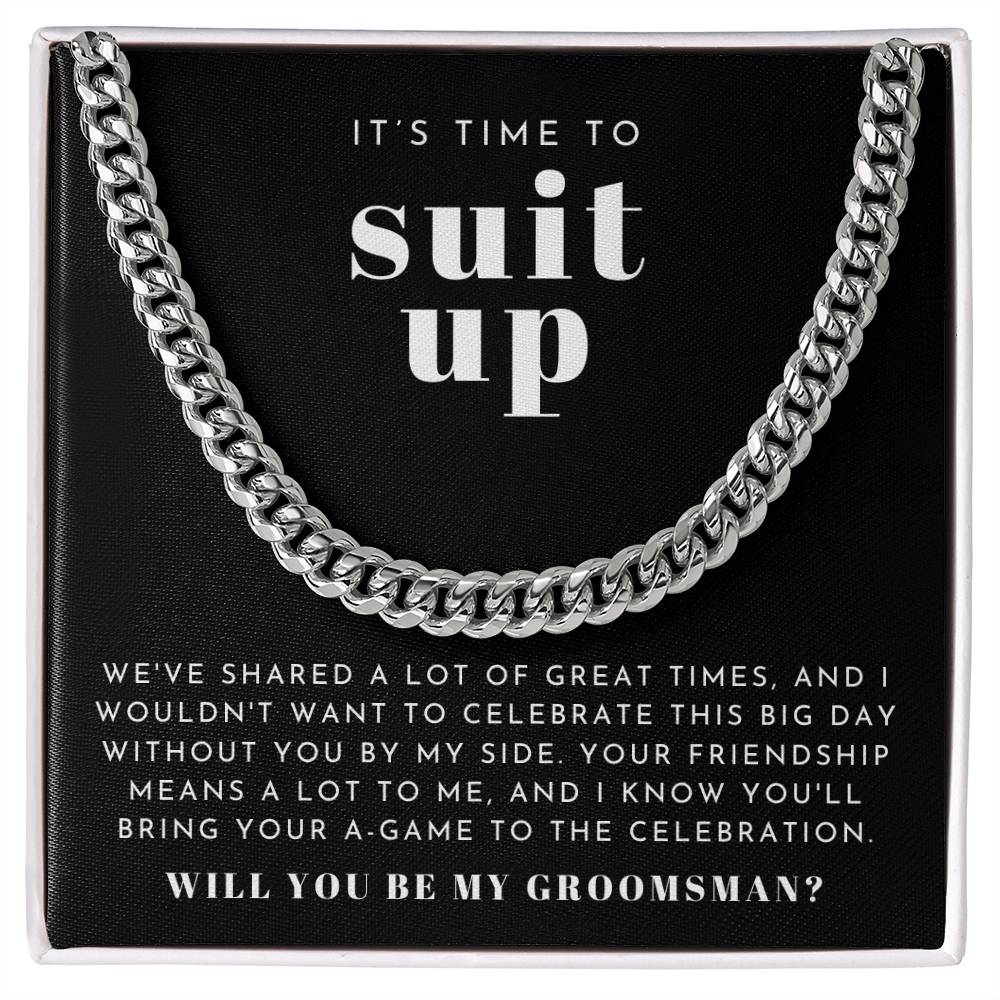 Bold Necklace Gift For Suit Up Groomsman Proposal