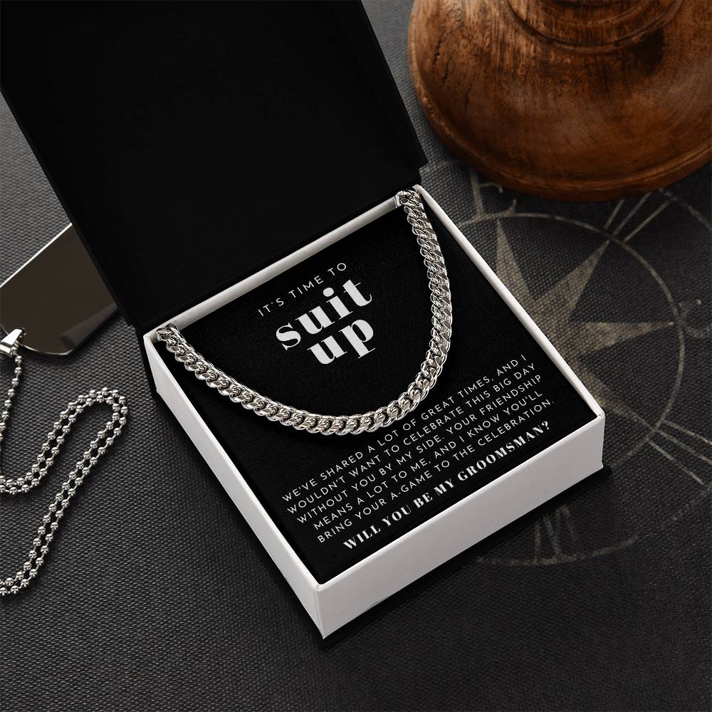 Bold Necklace Gift For Suit Up Groomsman Proposal