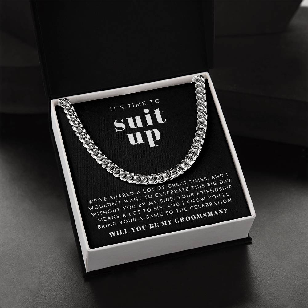 Bold Necklace Gift For Suit Up Groomsman Proposal