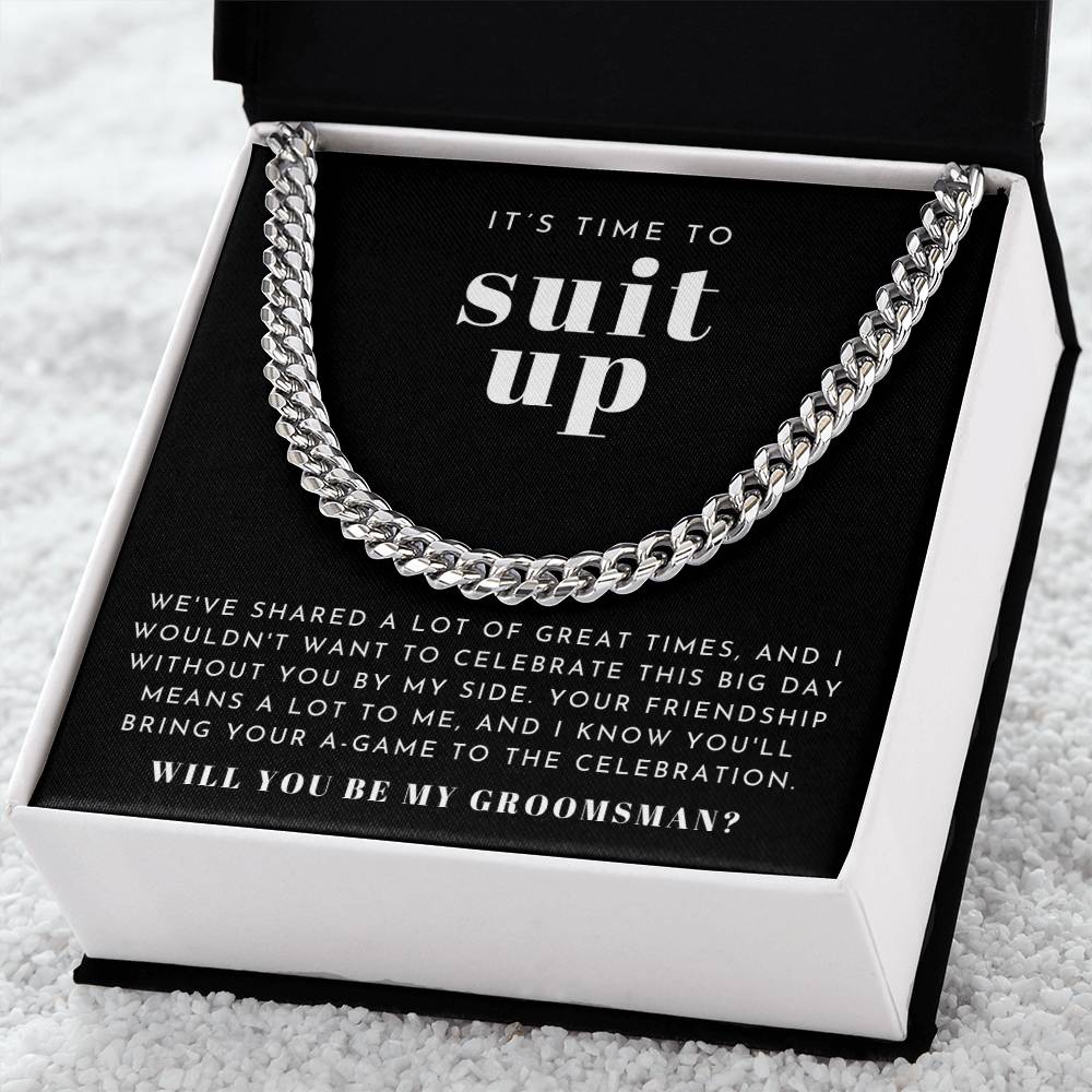 Bold Necklace Gift For Suit Up Groomsman Proposal