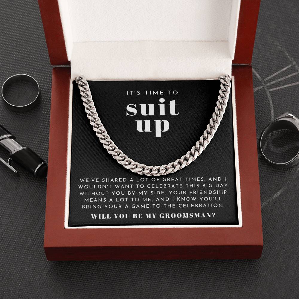 Bold Necklace Gift For Suit Up Groomsman Proposal