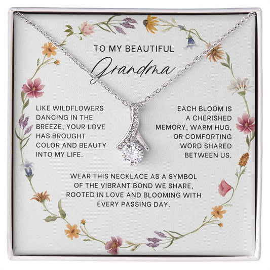 Gift For Beautiful Grandma - Wildflower Wreath Necklace